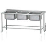 Ванна моечная ВМЦн 1800*700 "Norma", 3 м/о 500*500*300, борт