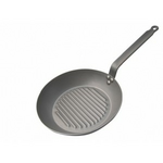 Сковорода-гриль d=30 см. белая сталь (индукция) Carbone Steel Plus De Buyer /1/3/