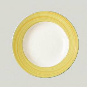 BADP23D53 Тарелка круглая, борт- желтый d=23 см., глубокая, фарфор, Bahamas 2, RAK Porcelain, ОАЭ, шт