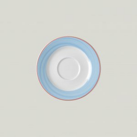 BASA15D54 Блюдце круглое, борт- голубой d=15 см., для чашки 23cl, фарфор, Bahamas 2, RAK Porcelain, , шт