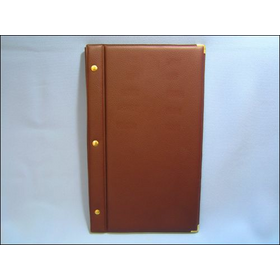 Папка-карта вин 32,5*18,5см 2-х стор.кож.зам.корич. съемные файлы