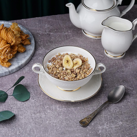 Бульонная пара 280 мл, фарфор, "Aristocrat-Gold". Noble