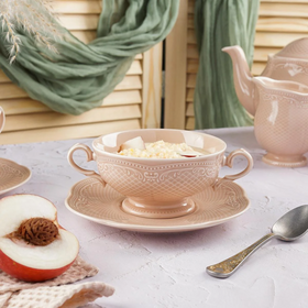 Бульонная пара 280 мл, фарфор,серия "Aristocrat-Peach Tea", Noble