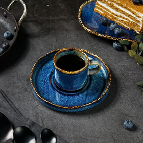 Чашка кофейная 100 мл, d=6см, h=5,2 см, фарфор,серия "Aqua Blue" P.L.