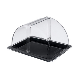 Поднос сервировочный GN 1/2 32,5*26,5 см. поликарбонат, черный, с крышкой Roll-Top GP /1/