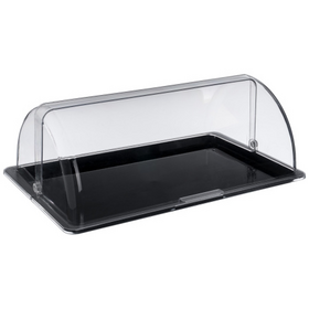 Поднос сервировочный GN 1/1 53*32,5 см. поликарбонат, черный, с крышкой Roll-Top GP /1/