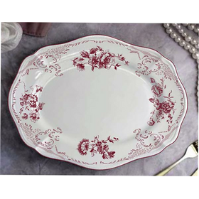Блюдо овальное 32,5x23 см h 3 см, фарфор, Red Rose